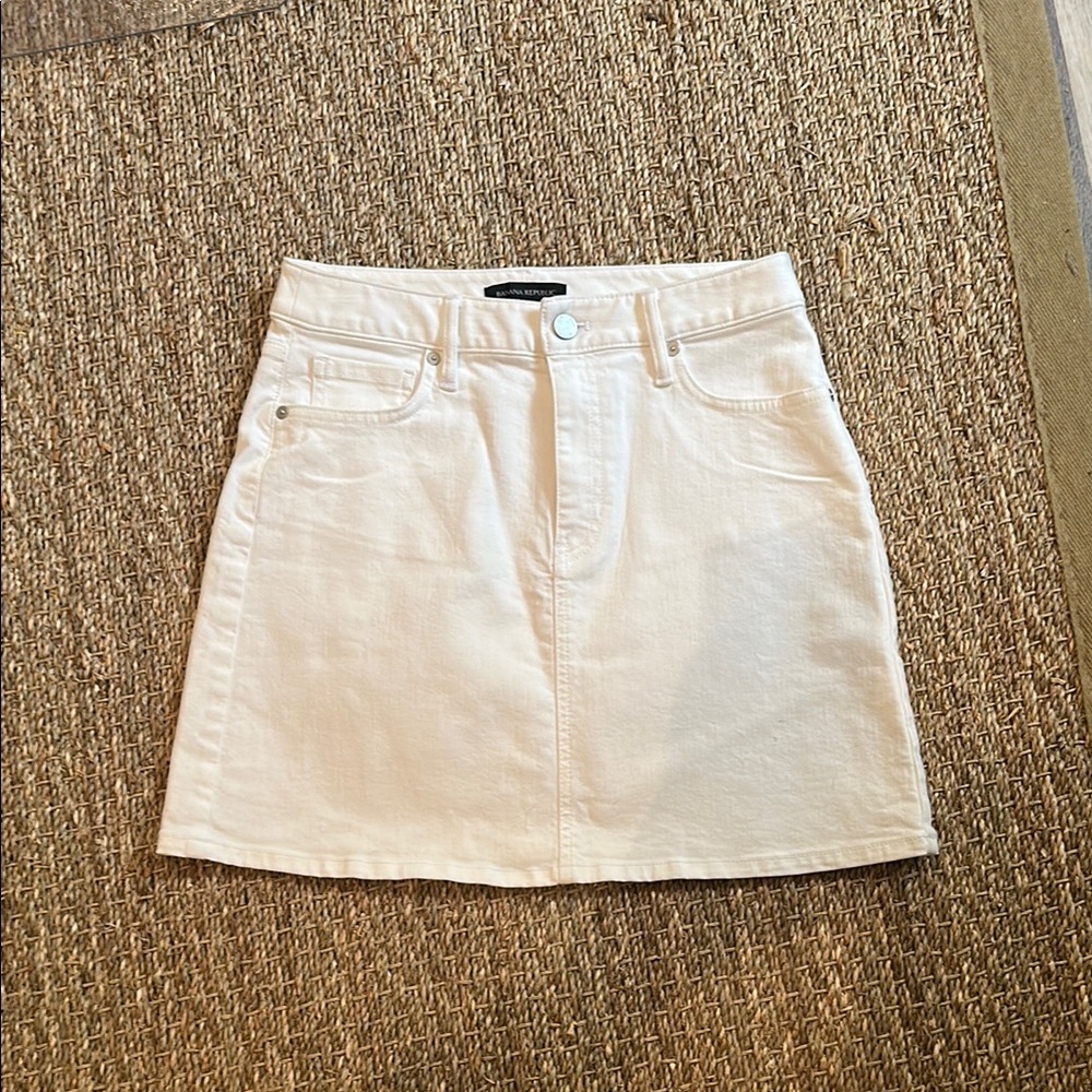 Classic Cream Denim Skirt